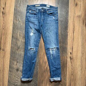 AG Adriano Goldschmied Stilt Roll Up Cigarette Distressed Skinny Jeans Size 25